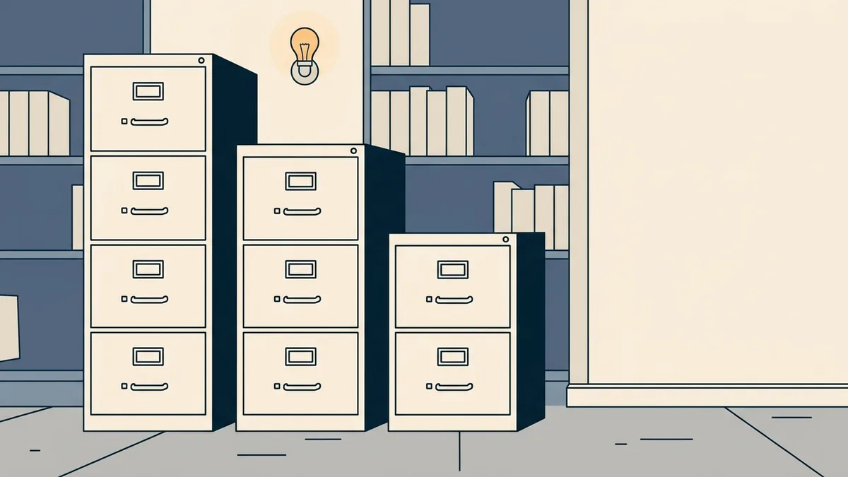 Three filing cabinets for three professions with an empty space beside them, showing MFTs outside the existing compacts.