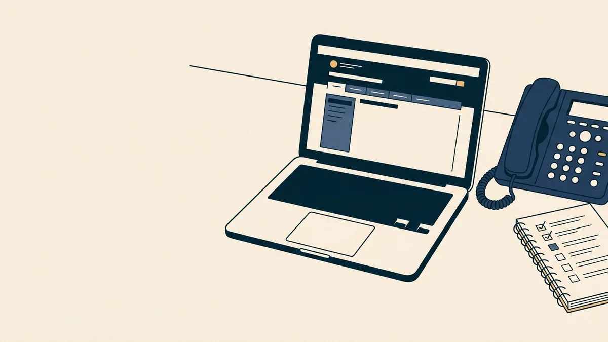 A laptop, phone and dated checklist, representing a quick self-directed verification of a state's rules.