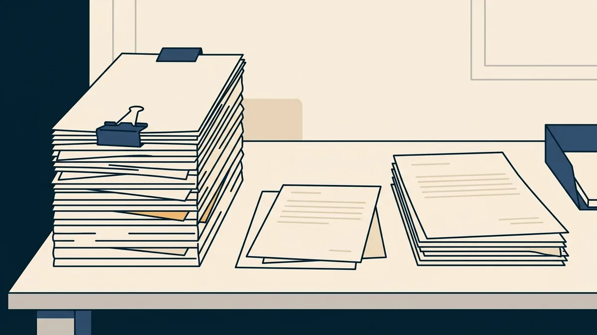 A tall file and a short file side by side, showing the documents a streamlined state no longer requires.